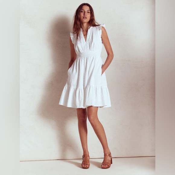 Boden Wren Double Cloth Short Dress NWT white size 4 - Picture 1 of 11